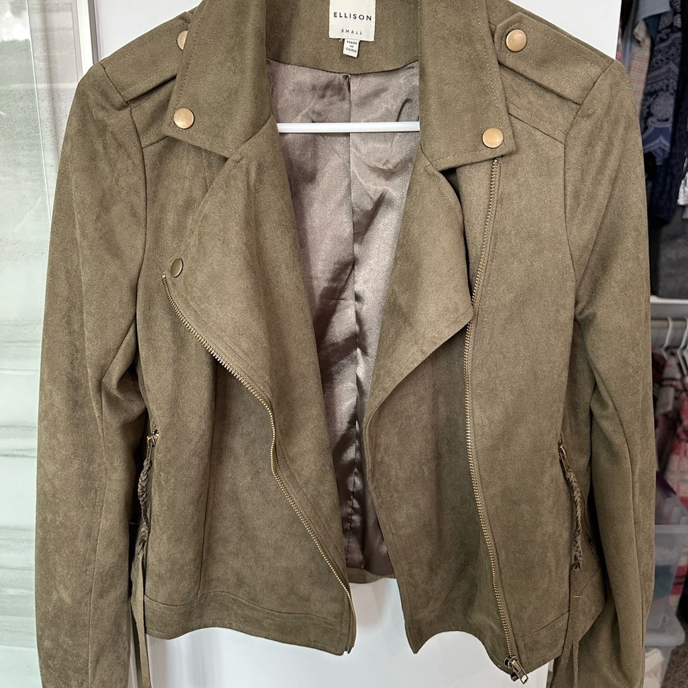 New Ellison Women’s Biker Jacket Olive Green